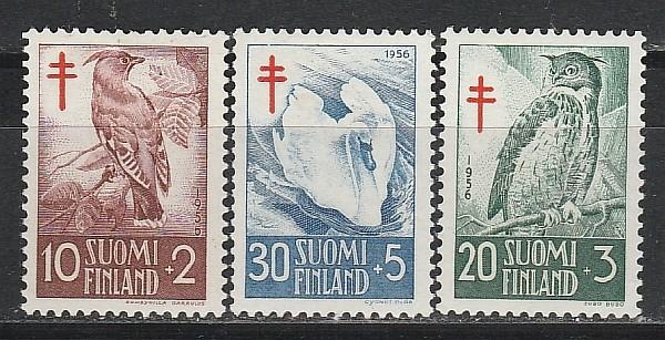 Птицы, Финляндия 1956, 3 марки